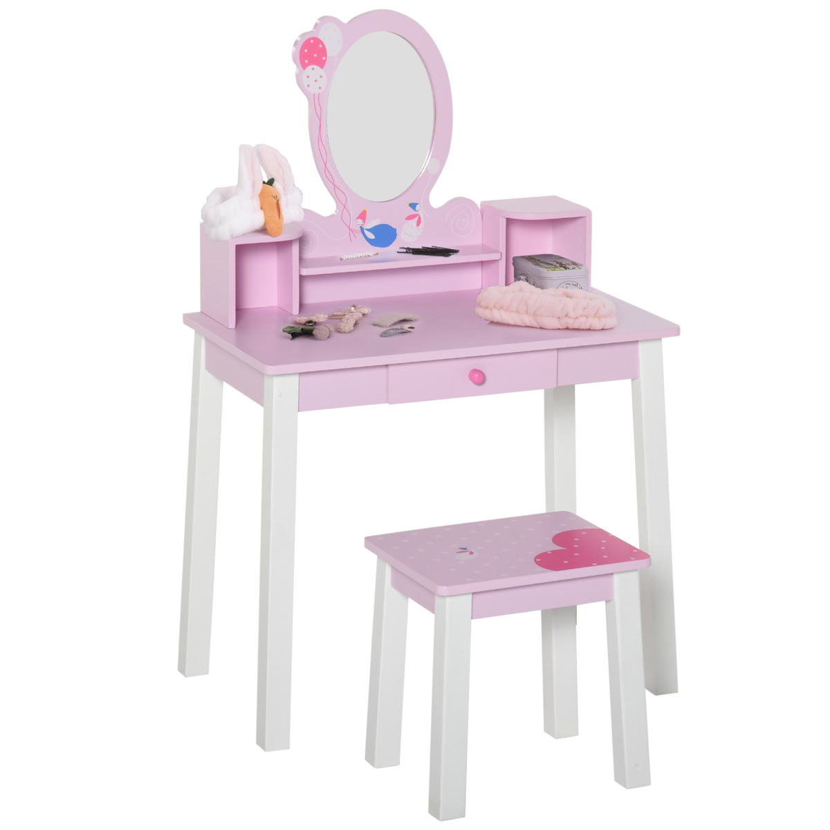 Pink Kids Dressing Table & Stool Set