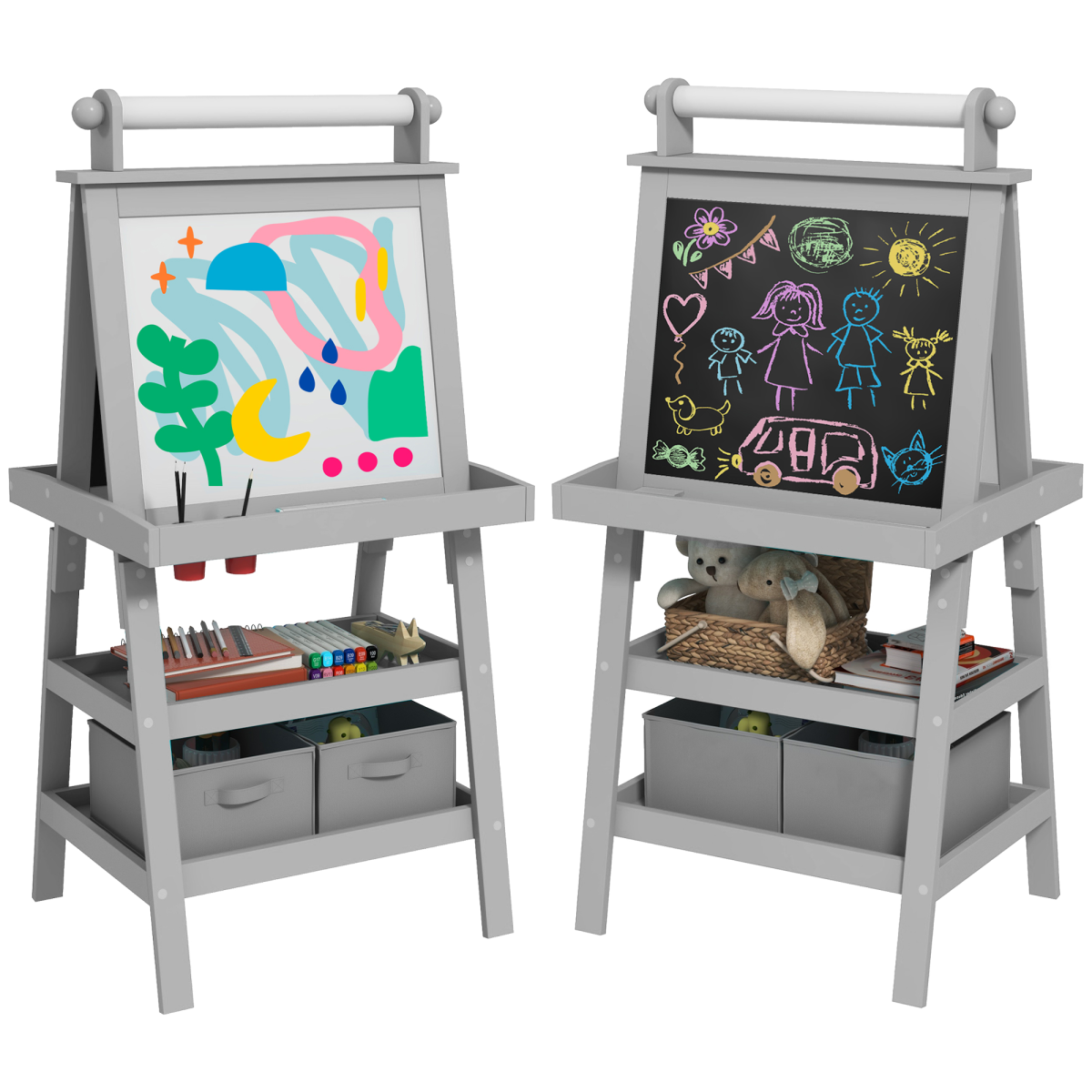 AIYAPLAY 3-in-1 Kids Art Easel: Double-Sided