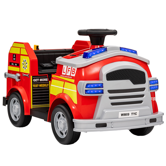 AIYAPLAY 12V Fire Truck Ride-On with Real Firefighter Gear