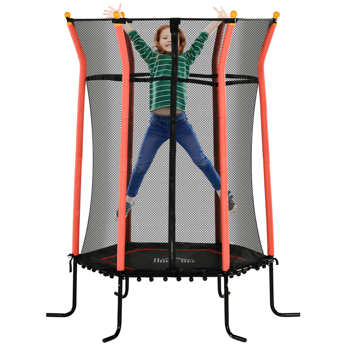 5.4ft Kids Trampoline with Enclosure - Indoor/Outdoor, Red, Ages 3-10