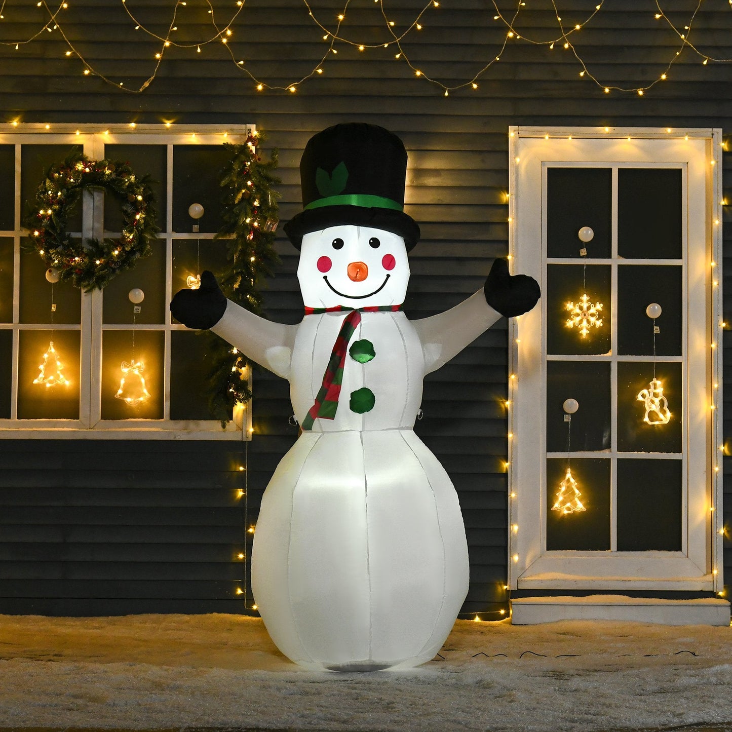 Homcom 6.5ft Inflatable Snowman LED Christmas Xmas Air Blown Holiday Decoration Outdoor Garden Decor