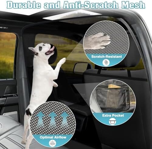 One-Piece Escape-Proof Back Seat Mesh Dog Car Net Barrier Black