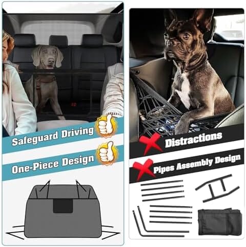 One-Piece Escape-Proof Back Seat Mesh Dog Car Net Barrier Black