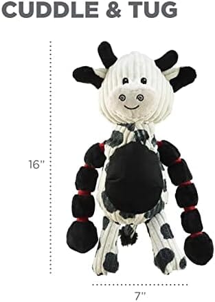 Outward Hound Thunda Tugga Cow Plush & Squeaky Dog Tug Toy