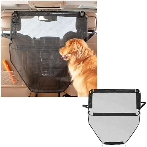 Padded Steel Frame with Heavy Duty Coated Dog Car Net Barrier for Car, Truck or SUV