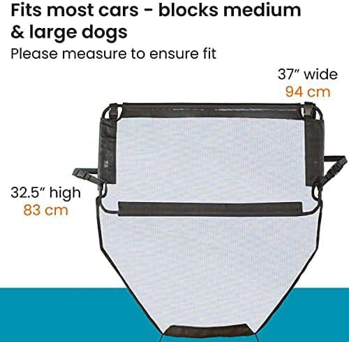Padded Steel Frame with Heavy Duty Coated Dog Car Net Barrier for Car, Truck or SUV