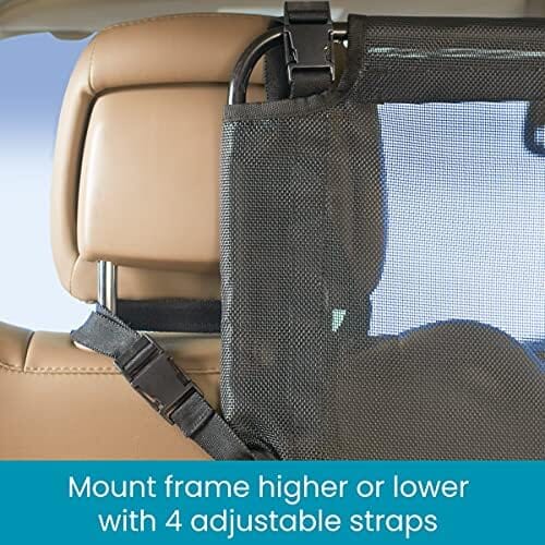 Padded Steel Frame with Heavy Duty Coated Dog Car Net Barrier for Car, Truck or SUV