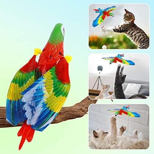 Parrot Interactive Hanging Spinning Electric Toy Bird for Cats