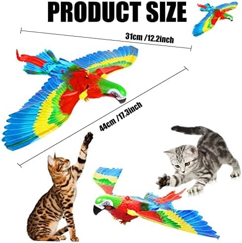 Parrot Interactive Hanging Spinning Electric Toy Bird for Cats