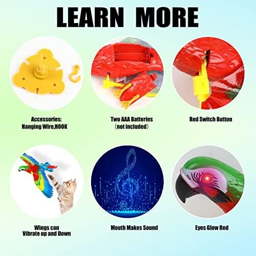 Parrot Interactive Hanging Spinning Electric Toy Bird for Cats