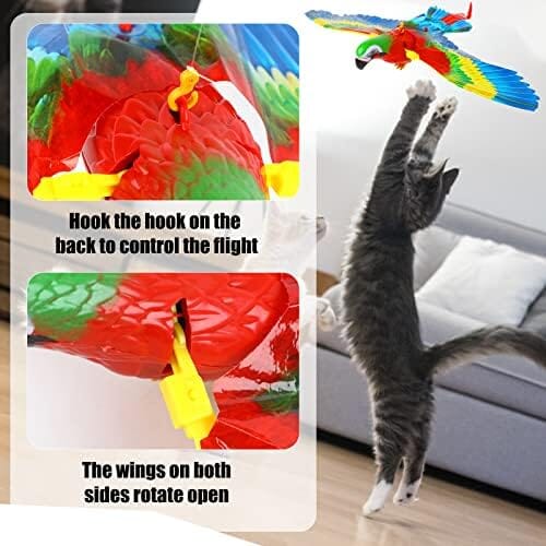 Parrot Interactive Hanging Spinning Electric Toy Bird for Cats