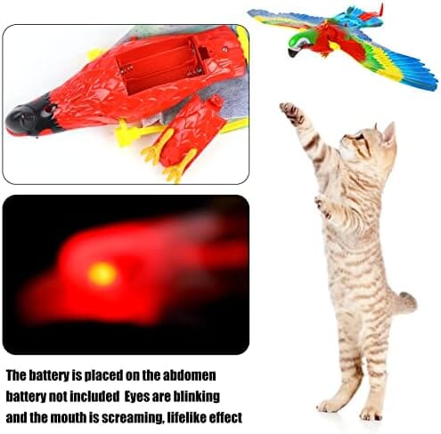 Parrot Interactive Hanging Spinning Electric Toy Bird for Cats