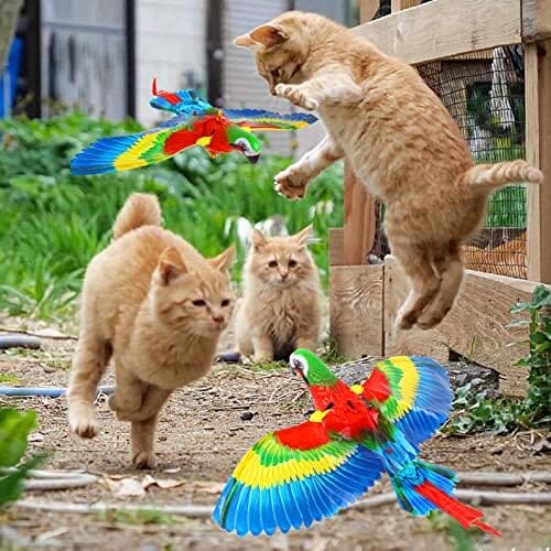 Parrot Interactive Hanging Spinning Electric Toy Bird for Cats