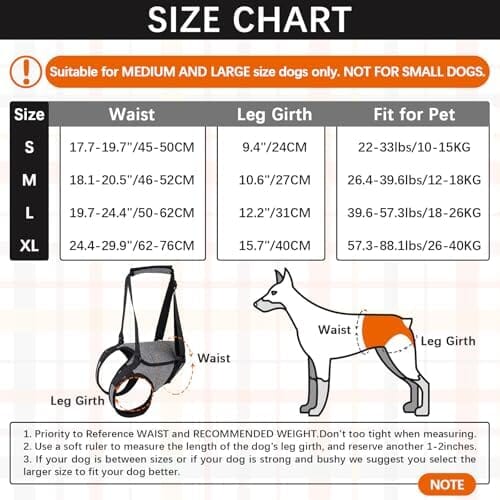 Pet Rear Support Aid Veterinarian Approved Sling for Old Help with Poor Stability