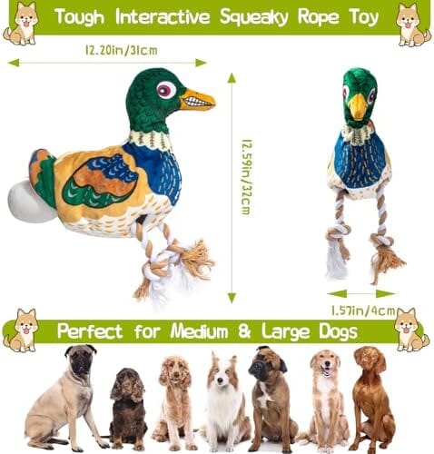 Pet Tug-of-War Toy with Squeaker Durable Duck Dog Toy