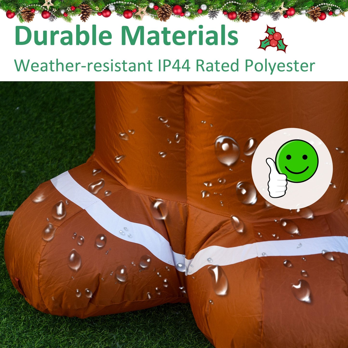 Homcom 1.8m LED Polyester Outdoor Christmas Inflatable Gingerbread Man