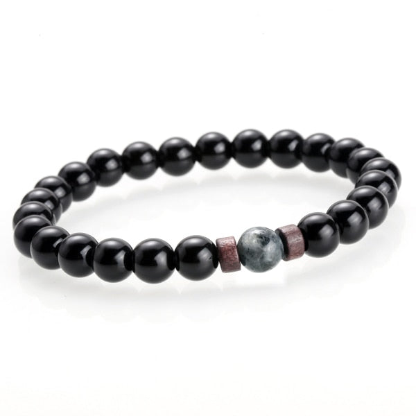 Black Lava Stone Tibetan Men's Bracelet