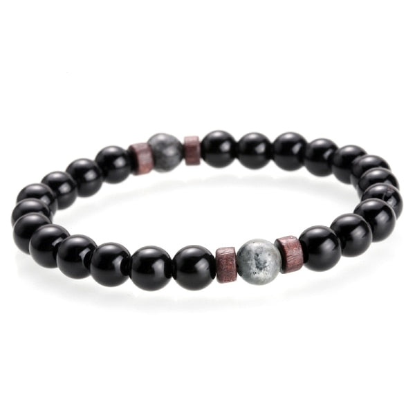 Black Lava Stone Tibetan Men's Bracelet