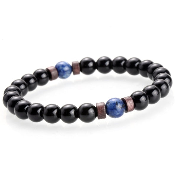 Black Lava Stone Tibetan Men's Bracelet
