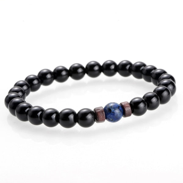 Black Lava Stone Tibetan Men's Bracelet