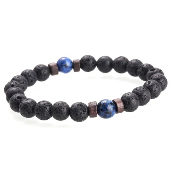 Black Lava Stone Tibetan Men's Bracelet