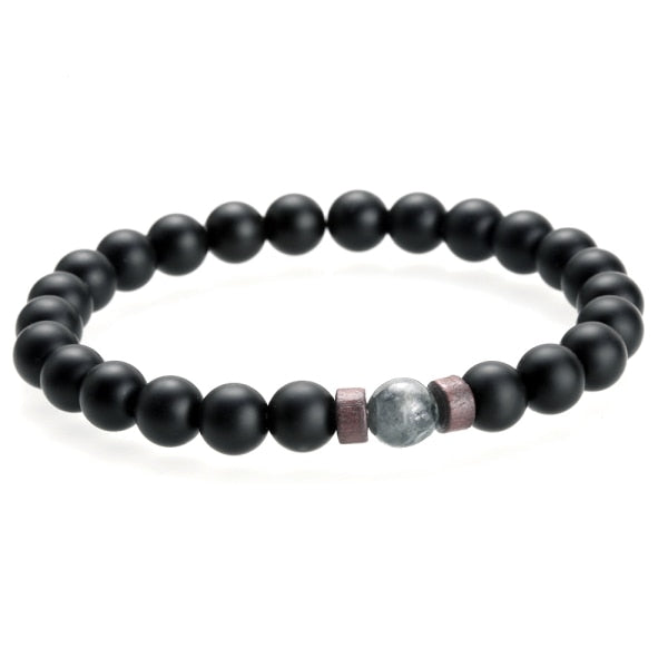 Black Lava Stone Tibetan Men's Bracelet