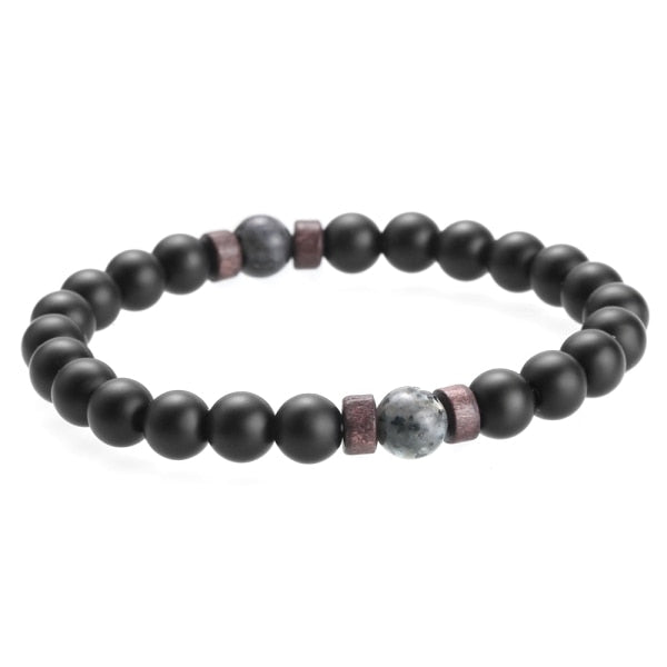 Black Lava Stone Tibetan Men's Bracelet