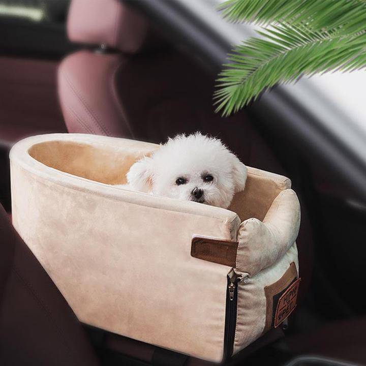 Pets Car Armrest Seat - Luxury Microfiber Console Dog & Cat Car Seat