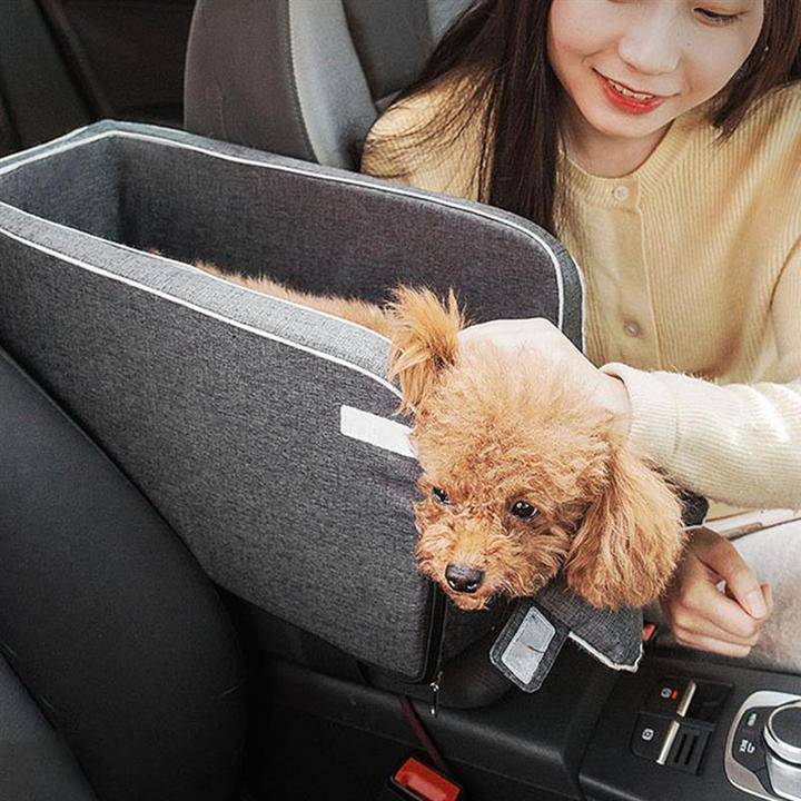 Pets Car Armrest Seat - Luxury Microfiber Console Dog & Cat Car Seat