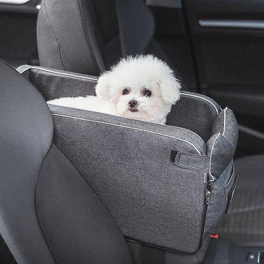 Pets Car Armrest Seat - Luxury Microfiber Console Dog & Cat Car Seat