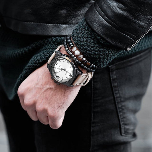 Black Mantra Bracelets Set
