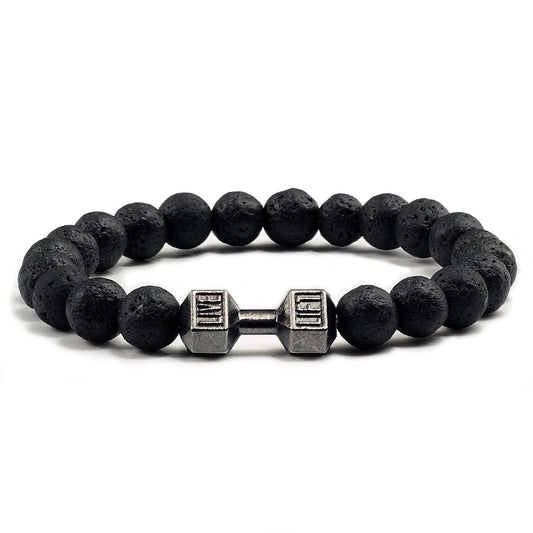 Black Lava Stones Dumbbell Bracelet