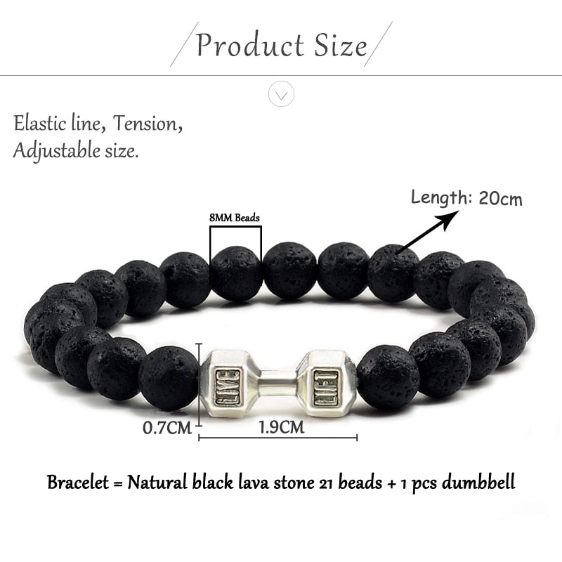 Black Lava Stones Dumbbell Bracelet