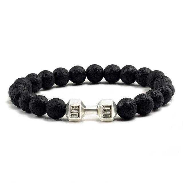 Black Lava Stones Dumbbell Bracelet