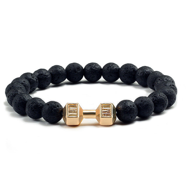 Black Lava Stones Dumbbell Bracelet