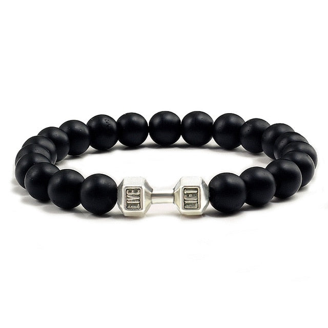 Black Lava Stones Dumbbell Bracelet