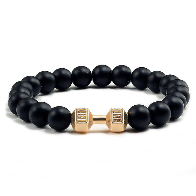 Black Lava Stones Dumbbell Bracelet