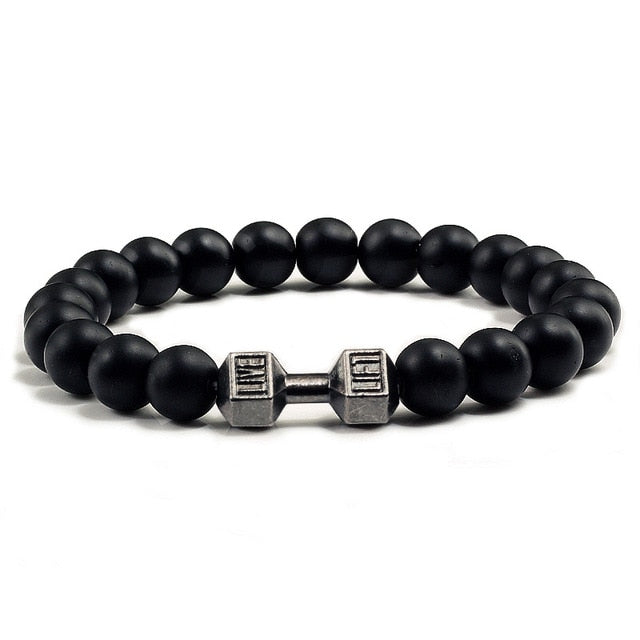 Black Lava Stones Dumbbell Bracelet