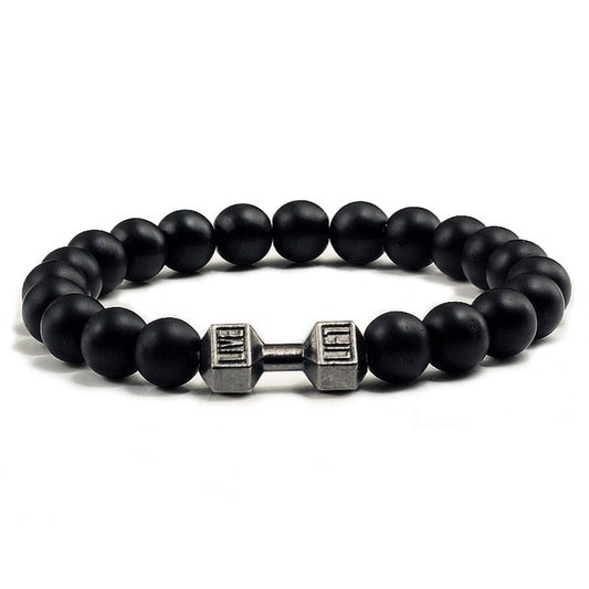 Black Lava Stones Dumbbell Bracelet