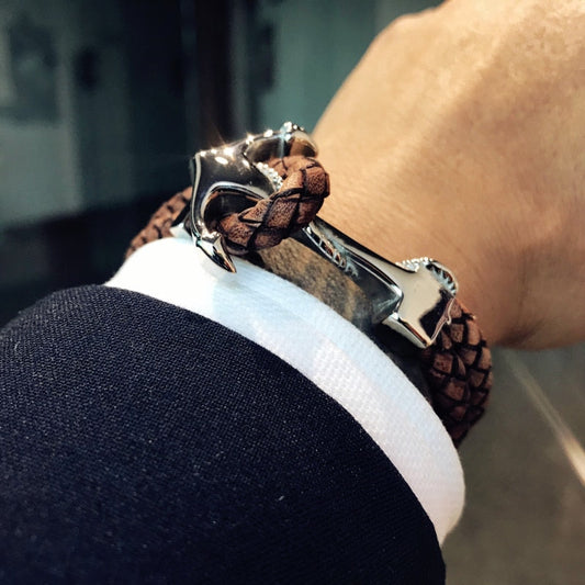 Anchor Leather Bracelet