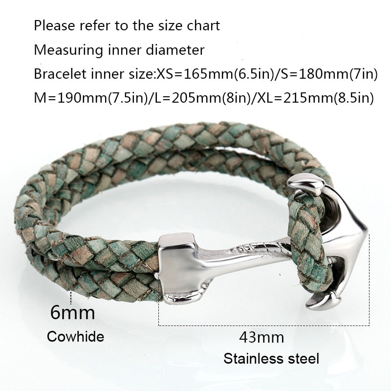 Anchor Leather Bracelet