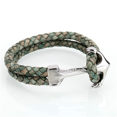 Anchor Leather Bracelet