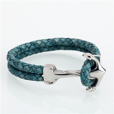 Anchor Leather Bracelet