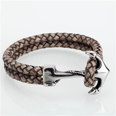Anchor Leather Bracelet