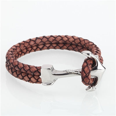 Anchor Leather Bracelet