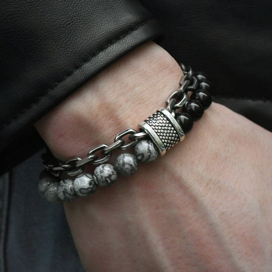 Dual-Colour Beaded Chain Bracelet