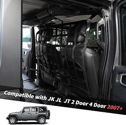 Rear Seat Cargo Net Pet Barrier Compatible with Jeep Wrangler JK JL Gladiator