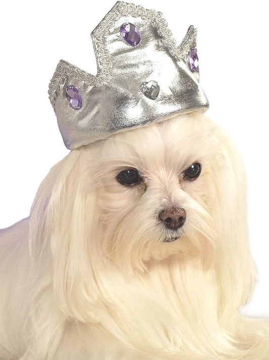 Silver Tiara with Purple Stones Pet Costume Accessory
