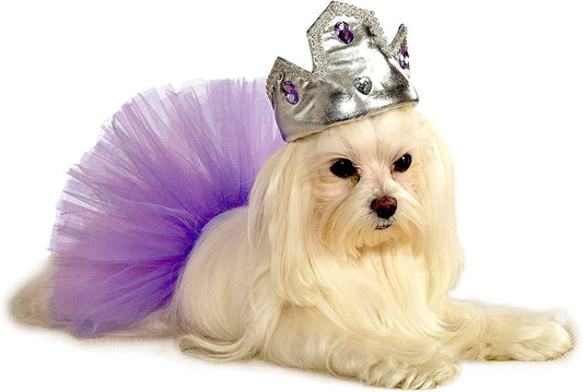 Silver Tiara with Purple Stones Pet Costume Accessory
