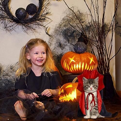 Small Halloween Pet Cape Costume Cat Vampire Cloak Cat Wizard Outfit